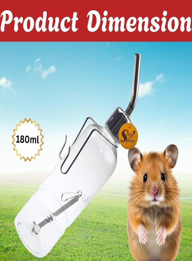 سايج سكوير زجاجة ماء شفافة مربعة الشكل من سيج للهامستر - موزع مياه مانع للتسرب للهامستر والفئران والجرذان | بلاستيك خالٍ من مادة BPA مع فوهة من الفولاذ المقاوم للصدأ | مثالية للاستخدام في القفص وللترطيب اليومي (180 مل) - Image 3